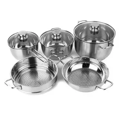 Bộ Nồi Five Star 5 Nấu từ 3 đáy cao cấp, Bộ sản phẩm nấu được trên mọi loại bếp,tiết kiệm nhiên liệu nhờ thu nhiệt nhanh