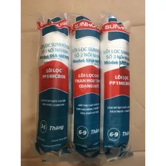 Bộ 3 Lõi Lọc Nước Sunhouse 123 Đúc Liền - Thay Thế SHA76214CK-S, SHA76215CK, Lõi PP 5 Micron, Than Hoạt Tính, Hiệu Quả Cao