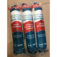 Bộ 3 Lõi Lọc Nước Sunhouse 123 Đúc Liền - Thay Thế SHA76214CK-S, SHA76215CK, Lõi PP 5 Micron, Than Hoạt Tính, Hiệu Quả Cao