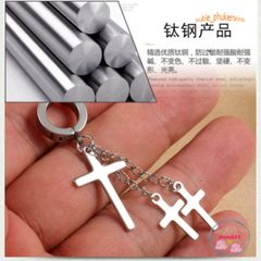 Khuyên Tai Kẹp 3 Thánh Giá Đen - Phụ Kiện Thời Trang Ú Unique Dành Cho Nam Nữ, Không Cần Bấm Lỗ