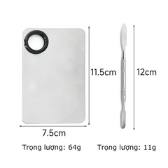 Khay Dụng Cụ Trộn Kem Nền Inox Chống Gỉ - Bộ Khay và Cây Trộn Dễ Dàng Sử Dụng cho Trang Điểm Chuyên Nghiệp