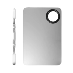 Khay Dụng Cụ Trộn Kem Nền Inox Chống Gỉ - Bộ Khay và Cây Trộn Dễ Dàng Sử Dụng cho Trang Điểm Chuyên Nghiệp