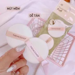 Bông Phấn Phủ The Face Shop TFS - Set 2 Miếng Hàn Quốc - Bông mềm mịn cho trang điểm tự nhiên và mịn màng