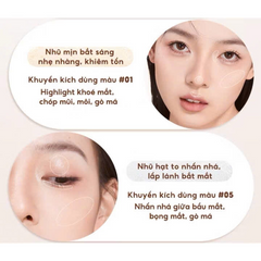 Phấn Bắt Sáng Judydoll 4g - Phấn Trang Điểm Ánh Nhũ Lấp Lánh, Hiệu Ứng Rạng Rỡ, Chất Phấn Mịn, Dễ Dàng Tán Bám Da