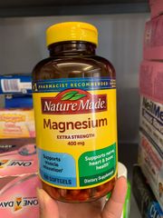 Viên Uống Bổ Sung Magiê Nature Made 400mg - Thực Phẩm Chức Năng Tăng Cường Sức Khỏe, Hỗ Trợ Tim Mạch, Cơ Bắp, Xương Khớp 180 Viên