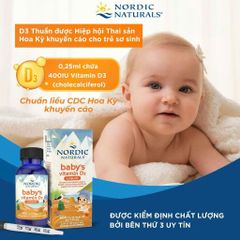 Nordic Naturals Vitamin D3 cho Trẻ Sơ Sinh - Hỗ Trợ Phát Triển Xương Khỏe Mạnh và Giấc Ngủ Tốt - Hộp 22,5ml