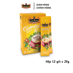 Cà Phê Hòa Tan Cappuccino KING COFFEE - Hộp 12 Gói x 20g - Hương Vị Vanilla Thơm Ngon từ Hạt Arabica