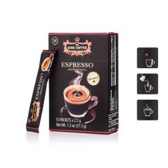 Cà Phê Đen Hòa Tan Espresso KING COFFEE - Hộp 15 Gói 2.5g - Cà Phê Arabica Nguyên Chất, Hương Vị Đậm Đà Ý