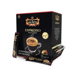 Cà Phê KING COFFEE Đen Hòa Tan Espresso - Hộp 100 Gói 100% Arabica Việt Nam - Hương Vị Đậm Đà Như Espresso Ý