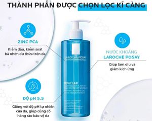 Sữa Rửa Mặt La Roche-Posay Effaclar Gel 400ml - Gel Làm Sạch Sâu Cho Da Dầu Mụn, Kiểm Soát Dầu, Giảm Mụn Đầu Đen Chính Hãng