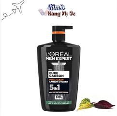Sữa Tắm L'Oréal Men Expert Pure Carbon 5 trong 1 - Làm Sạch Da, Tóc, Mặt, Hỗ Trợ Cạo Râu, Giữ Ẩm, 1 Lít