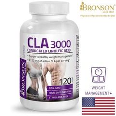 Viên Uống Giảm Cân Bronson Organic CLA 3000mg - Hỗ Trợ Tăng Cường Trao Đổi Chất - 120 Viên Mỹ