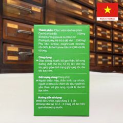 Viên Uống Hà Thủ Ô Đỏ Hàm Lượng Cao 500mg - Hỗ Trợ Mọc Đen Tóc, Giúp Tóc Khỏe Mạnh, Giảm Tình Trạng Tóc Rụng và Bạc Sớm