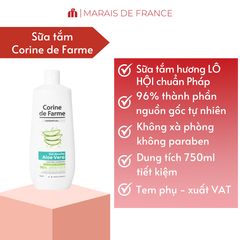 Gel Tắm Corine De Farme Lô Hội 750ml - Dưỡng Ẩm Dịu Nhẹ, Chiết Xuất Tự Nhiên, Phù Hợp Mọi Loại Da, Hương Tươi Mát