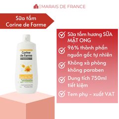 Sữa Tắm Corine De Farme Lait De Miel 750ml - Gel Tắm Hương Sữa Mật Ong Dưỡng Ẩm Dịu Nhẹ Cho Da Khô Nhạy Cảm