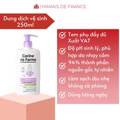 Dung Dịch Vệ Sinh Phụ Nữ Corine de Farme Protect 250ml - Gel Lavant Intime Dịu Nhẹ, Cân Bằng pH Cho Da Nhạy Cảm, Khử Mùi Hiệu Quả