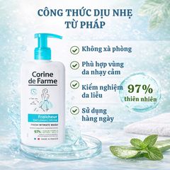 Dung Dịch Vệ Sinh Phụ Nữ Corine De Farme Fresh 250ml - Làm Sạch Nhẹ Nhàng, Cân Bằng pH, Tạo Cảm Giác Tươi Mát, An Toàn Cho Da Nhạy Cảm