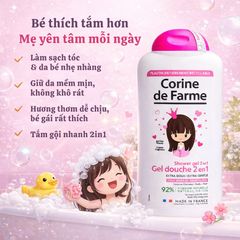 Gel Tắm Gội Dịu Nhẹ 2 In 1 Corine de Farme Kids - Disney Princess 300ml, Chăm Sóc Da và Tóc Cho Bé Gái, Không Cay Mắt