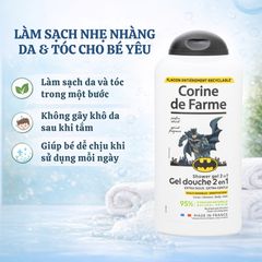 Gel Tắm Gội 2 Trong 1 Cho Bé Corine de Farme Batman - Dịu Nhẹ, Không Cay Mắt, Hương Năng Động - 300ml