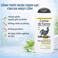 Gel Tắm Gội 2 Trong 1 Cho Bé Corine de Farme Batman - Dịu Nhẹ, Không Cay Mắt, Hương Năng Động - 300ml
