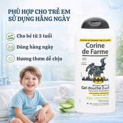 Gel Tắm Gội 2 Trong 1 Cho Bé Corine de Farme Batman - Dịu Nhẹ, Không Cay Mắt, Hương Năng Động - 300ml