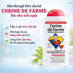 Gel Tắm Gội Corine de Farme Kids 2 in 1 Superman 300ml - Dầu Gội và Sữa Tắm Dịu Nhẹ Cho Trẻ Em Từ 3 Tuổi