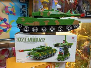 Xe Tăng Đồ Chơi Chạy Bằng Pin Biến Hình Robot 388-44 Có Hiệu Ứng Đèn Và Âm Thanh