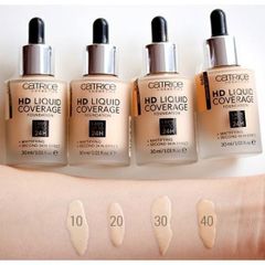 Kem nền Catrice HD Liquid Coverage Foundation 010 - Che phủ hoàn hảo, lớp nền mỏng nhẹ, giữ màu 24h, chống nắng SPF 25 chính hãng