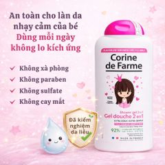 Gel Tắm Gội Corine de Farme Kids 2 in 1 Disney Princess - Sữa Tắm và Dầu Gội Dịu Nhẹ Cho Bé Gái 300ml