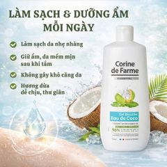 Gel Tắm Corine de Farme Nước Dừa Tự Nhiên 750ml - Làm Sạch và Cấp Ẩm, Hương Thơm Nhiệt Đới, Phù Hợp Mọi Loại Da