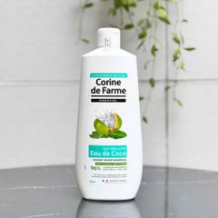 Gel Tắm Corine de Farme Nước Dừa Tự Nhiên 750ml - Làm Sạch và Cấp Ẩm, Hương Thơm Nhiệt Đới, Phù Hợp Mọi Loại Da