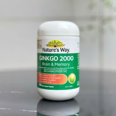 Viên Uống Bổ Não Nature’s Way Ginkgo Biloba 2000mg - Tăng Cường Trí Nhớ, Giảm Căng Thẳng, Hỗ Trợ Tuần Hoàn Não (Hộp 120 Viên)
