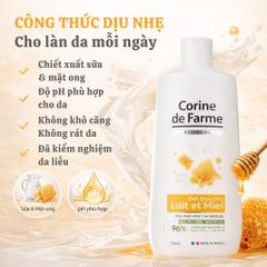 Gel Tắm Corine de Farme Essential Milk & Honey Dưỡng Ẩm Dịu Nhẹ 750ml - Sữa và Mật Ong Cho Làn Da Mịn Màng, Thơm Mát