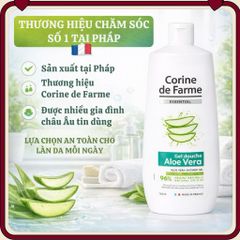 Gel tắm Corine de Farme Essential Aloe Vera 750ml - Chiết xuất lô hội tự nhiên, làm sạch và cấp ẩm cho da, phù hợp cho cả gia đình