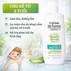 Gel tắm Corine de Farme Essential Aloe Vera 750ml - Chiết xuất lô hội tự nhiên, làm sạch và cấp ẩm cho da, phù hợp cho cả gia đình
