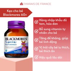 Viên Nhai Vitamin Tổng Hợp Blackmores Superkids Multi Cho Bé (60 Viên) - Dinh Dưỡng Thiết Yếu Từ Úc, Nguyên Liệu Lành Tính