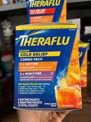 Set Trà Theraflu Giải Cảm Ngày & Đêm - Hỗ Trợ Giảm Cảm Cúm, Ho, Nghẹt Mũi - Hương Vị Mật Ong & Hoa Cúc, Hộp 12 Gói
