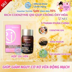 Viên Uống Rich Coenzyme Q10 Hỗ Trợ Tim Mạch - Hộp 120 Viên Chính Hãng Nhật Bản, Giảm Mệt Mỏi, Chống Oxy Hóa