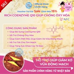 Viên Uống Rich Coenzyme Q10 Hỗ Trợ Tim Mạch - Hộp 120 Viên Chính Hãng Nhật Bản, Giảm Mệt Mỏi, Chống Oxy Hóa