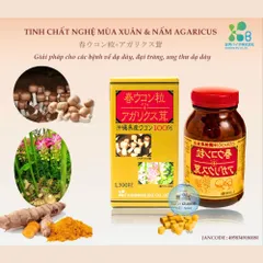 Viên Uống Tinh Chất Nghệ Nano Curcumin & Nấm Agaricus - Cải Thiện Dạ Dày, Hỗ Trợ Tiêu Hóa - Hộp 1300 Viên Chính Hãng Nhật Bản