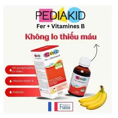 Siro Bổ Máu Pediakid - Bổ Sung Sắt & Vitamin B, Hỗ Trợ Giảm Mệt Mỏi, Dành Cho Trẻ Em và Người Lớn, Hương Vị Chuối tự Nhiên
