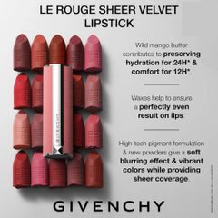 Son Givenchy 34 Rouge Safran Đỏ Cam Cháy – Le Rouge Sheer Velvet Cao Cấp Chính Hãng, Sang Trọng và Quyến Rũ Môi