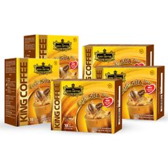 Combo 5 Cà Phê Sữa PLUS Hòa Tan 3in1 KING COFFEE - Hương vị cà phê sữa Việt Nam trong hộp 10 gói x 20g