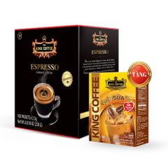 Combo Cà Phê Đen Hòa Tan Espresso & Cà Phê Sữa Plus KING COFFEE - Hộp 200g (100 gói) - Hương Vị Cà Phê Việt Nam Chất Lượng Cao
