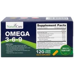 Viên uống Omega 3-6-9 NatureCare - Bổ sung sức khỏe tim mạch, não bộ và mắt - 6 vỉ x 20 viên, giảm nguy cơ xơ vữa động mạch