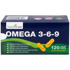 Viên uống Omega 3-6-9 NatureCare - Bổ sung sức khỏe tim mạch, não bộ và mắt - 6 vỉ x 20 viên, giảm nguy cơ xơ vữa động mạch
