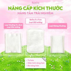 Combo 3 Bịch Bông Tẩy Trang Befou Cotton 252 Miếng - Siêu Mềm Mại, Không Xơ Bông, An Toàn Cho Da