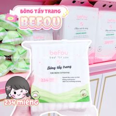 Combo 3 Bịch Bông Tẩy Trang Befou Cotton 252 Miếng - Siêu Mềm Mại, Không Xơ Bông, An Toàn Cho Da