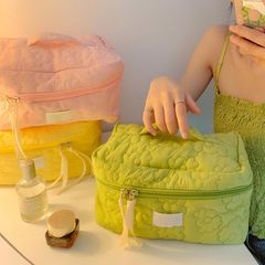 Túi Vải Hoa Đựng Mỹ Phẩm - Túi Makeup Độc Đáo, Chất Liệu Cotton Pha, Dung Tích Lớn, Phù Hợp Đi Du Lịch, Giải Pháp Ngăn Nắp