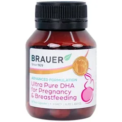 Viên uống hỗ trợ sức khỏe cho phụ nữ mang thai và cho con bú Brauer Ultra Pure DHA 60 viên - Bổ sung Omega-3 và Vitamin D3